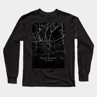 Dortmund Germany City Map dark Long Sleeve T-Shirt